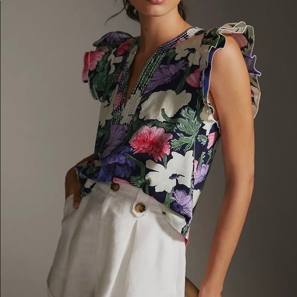 Anthropologie Tops - Anthropologie Maeve x Cecilia Pettersson Ruffle Top NWT!!